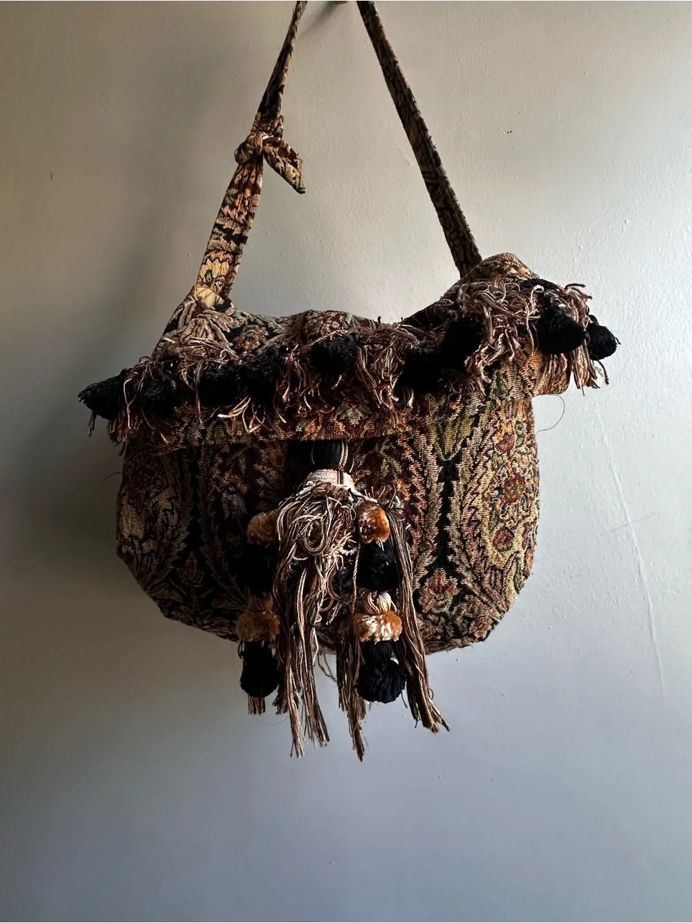 Vintage/Handcrafted Tapestry Shoulder Bag-Made with R.E Thibaut Designer Textile